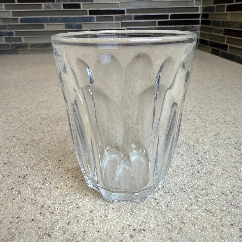 VTG Vetravir Italy Clear Glass Juice Glasses Set of 6 Paneled Scalloped Art Deco